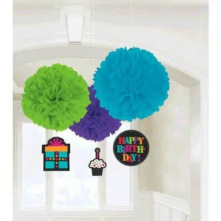 Fluffy Decorations - Colorful Happy Birthday (3ct)