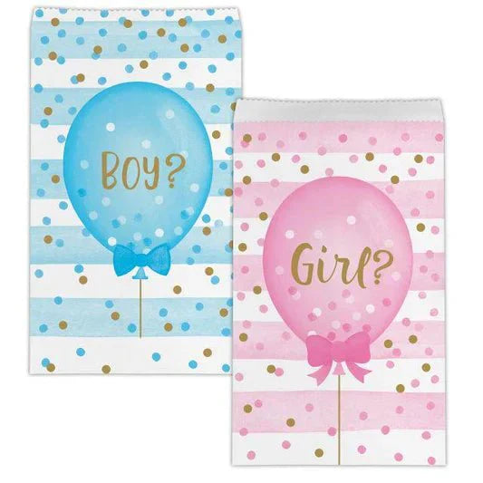 Gender Reveal Balloons Paper Favor Bags 10ct