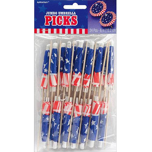 Jumbo Umbrella Picks - Patriotic (24ct)