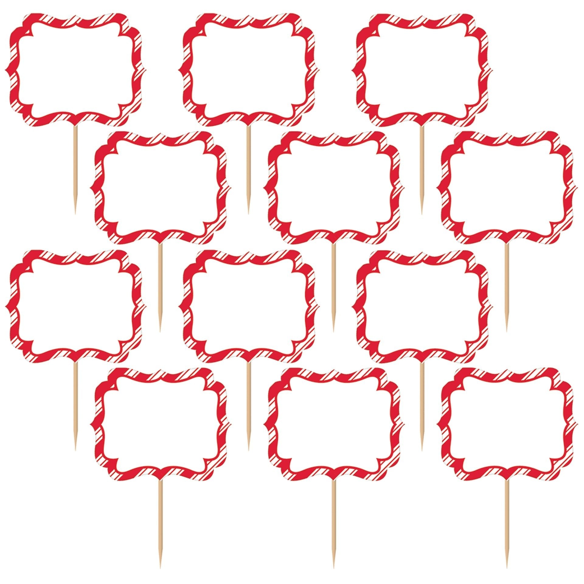 Label Picks - Red and White Striped (24ct)