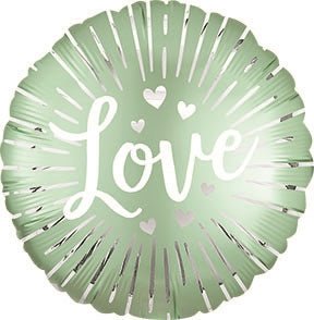 Satin LOVE Burst - Standard Satin XL - Round Foil Balloon (PKG)