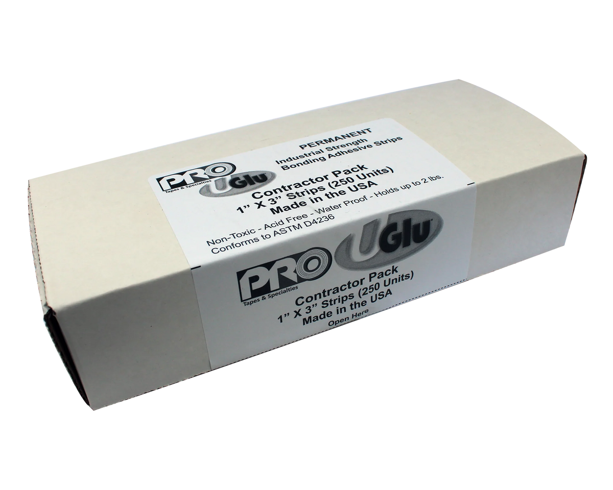 UGlu Dashes Contractor Pack Adhesive - 1" x 3" Strips - Box of 250 - Pro Tapes